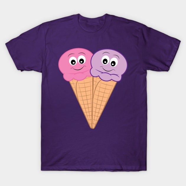 Strawberry & Black Raspberry Ice Cream Heart T-Shirt by PenguinCornerStore
